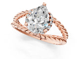 Rose gold Pear Halo Twisted Band Four-Prong Ring_34