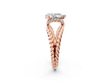 Rose gold Pear Halo Twisted Band Four-Prong Ring_35