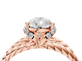 Rose gold Pear Halo Twisted Band Four-Prong Ring_37