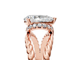 Rose gold Pear Halo Twisted Band Four-Prong Ring_38