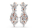 Rose gold Pear, Marquise and Oval Diamond Floral Drop Earrings