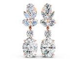 Rose gold Pear, Marquise and Round Diamond Sacramento Drop Earrings