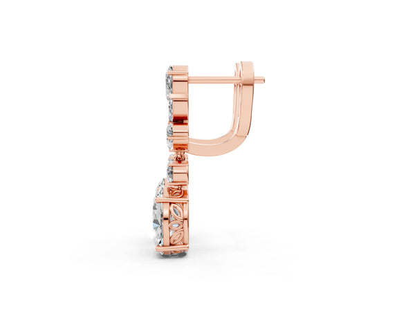 Rose gold Pear, Marquise and Round Diamond Sacramento Drop Earrings