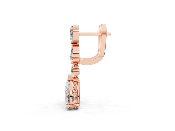 Rose gold Pear, Marquise and Round Diamond Vancouver Drop Earrings