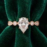 Rose gold Pear Milgrain Bezel Diamond Engagement Ring with Solitaire Prong Setting_15