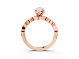 Rose gold Pear Milgrain Bezel Diamond Engagement Ring with Solitaire Prong Setting_150