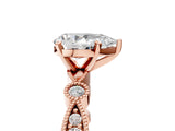 Rose gold Pear Milgrain Bezel Diamond Engagement Ring with Solitaire Prong Setting_152