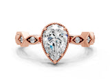 Rose gold Pear Milgrain Marquise Diamond Twist Band Ring_38