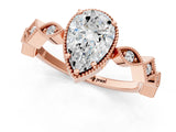 Rose gold Pear Milgrain Marquise Diamond Twist Band Ring_39