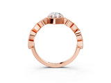 Rose gold Pear Milgrain Marquise Diamond Twist Band Ring_41