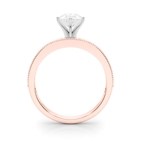 Rose gold Pear Milgrain Pave Diamond Engagement Ring with Four-Prong Setting 2