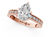 Rose gold Pear Milgrain Pave Diamond Engagement Ring with Four-Prong Setting_139