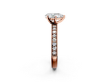 Rose gold Pear Milgrain Pave Diamond Engagement Ring with Four-Prong Setting_140