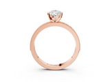 Rose gold Pear Milgrain Pave Diamond Engagement Ring with Four-Prong Setting_141