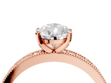 Rose gold Pear Milgrain Pave Diamond Engagement Ring with Four-Prong Setting_142