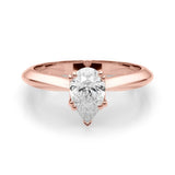 Rose gold Pear-Shaped Solitaire Diamond Ring with Tapered Band and Six-Prong Setting 1