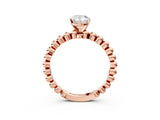Rose gold Pear Solitaire Beaded Band Prong Setting Ring 3