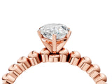 Rose gold Pear Solitaire Beaded Band Prong Setting Ring 4