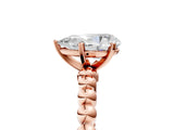 Rose gold Pear Solitaire Beaded Band Prong Setting Ring 5