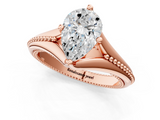 Rose gold Pear Solitaire Beaded Band Six-Prong Setting_9
