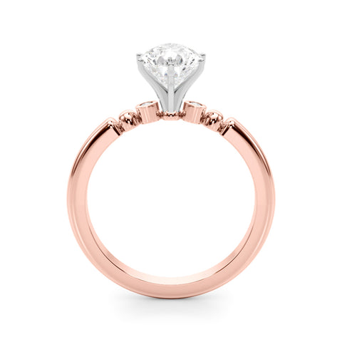 Rose gold Pear Solitaire Beaded Band with Four-Prong Setting 2