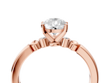 Rose gold Pear Solitaire Beaded Band with Four-Prong Setting_68