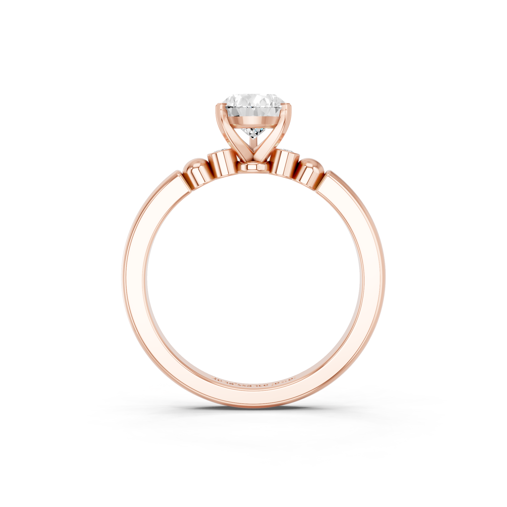 Rose gold Pear Solitaire Beaded Band with Four-Prong Setting_9