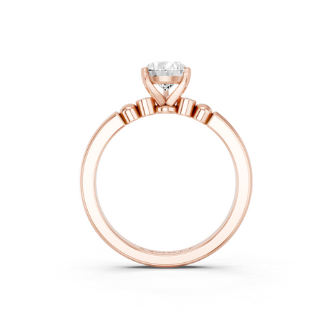 Rose gold Pear Solitaire Beaded Band with Four-Prong Setting_9