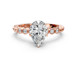 Rose gold Pear Solitaire Bezel Accent Diamond Engagement Ring with Beaded Band and Four-Prong Setting_50