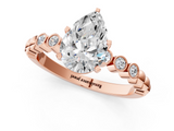 Rose gold Pear Solitaire Bezel Accent Diamond Engagement Ring with Beaded Band and Four-Prong Setting_51