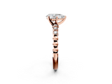 Rose gold Pear Solitaire Bezel Accent Diamond Engagement Ring with Beaded Band and Four-Prong Setting_52