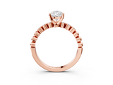 Rose gold Pear Solitaire Bezel Accent Diamond Engagement Ring with Beaded Band and Four-Prong Setting_53