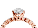 Rose gold Pear Solitaire Bezel Accent Diamond Engagement Ring with Beaded Band and Four-Prong Setting_54