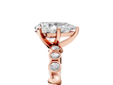 Rose gold Pear Solitaire Bezel Accent Diamond Engagement Ring with Beaded Band and Four-Prong Setting_55