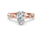 Rose gold Pear Solitaire Bezel-Set Diamond Ring with Beaded Band and Four-Prong Setting_55