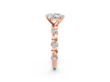Rose gold Pear Solitaire Bezel-Set Diamond Ring with Beaded Band and Four-Prong Setting_57