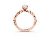 Rose gold Pear Solitaire Bezel-Set Diamond Ring with Beaded Band and Four-Prong Setting_58