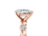 Rose gold Pear Solitaire Bezel-Set Diamond Ring with Beaded Band and Four-Prong Setting_60