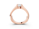Rose gold Pear Solitaire Bezel Set Diamond Ring with Wide Band_6