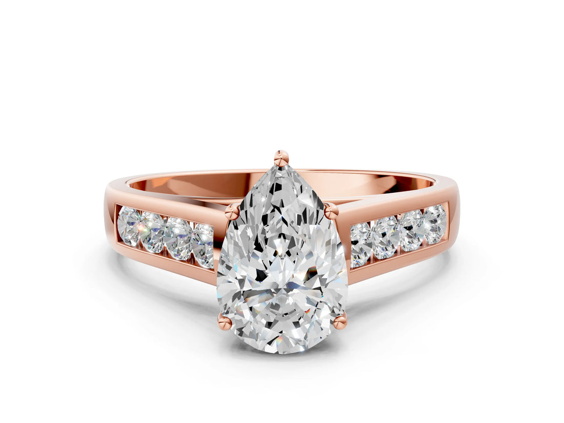 Rose gold Pear Solitaire Channel-Set Diamond Engagement Ring with Four-Prong Setting_32