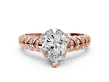 Rose gold Pear Solitaire Chevron Pave Diamond Engagement Ring with Six-Prong Setting_3