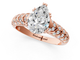 Rose gold Pear Solitaire Chevron Pave Diamond Engagement Ring with Six-Prong Setting_4