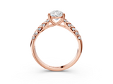 Rose gold Pear Solitaire Chevron Pave Diamond Engagement Ring with Six-Prong Setting_6