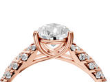 Rose gold Pear Solitaire Chevron Pave Diamond Engagement Ring with Six-Prong Setting_7
