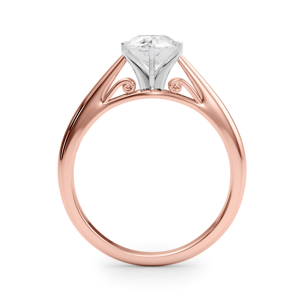 Rose gold Pear Solitaire Diamond Engagement Ring with Cathedral Setting and Four-Prong Mount on a Classic Band 2
