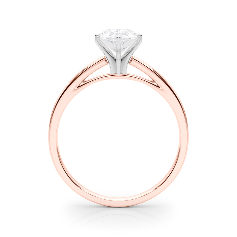 Rose gold Pear Solitaire Diamond Engagement Ring with Four-Prong Setting on a Classic Band 2