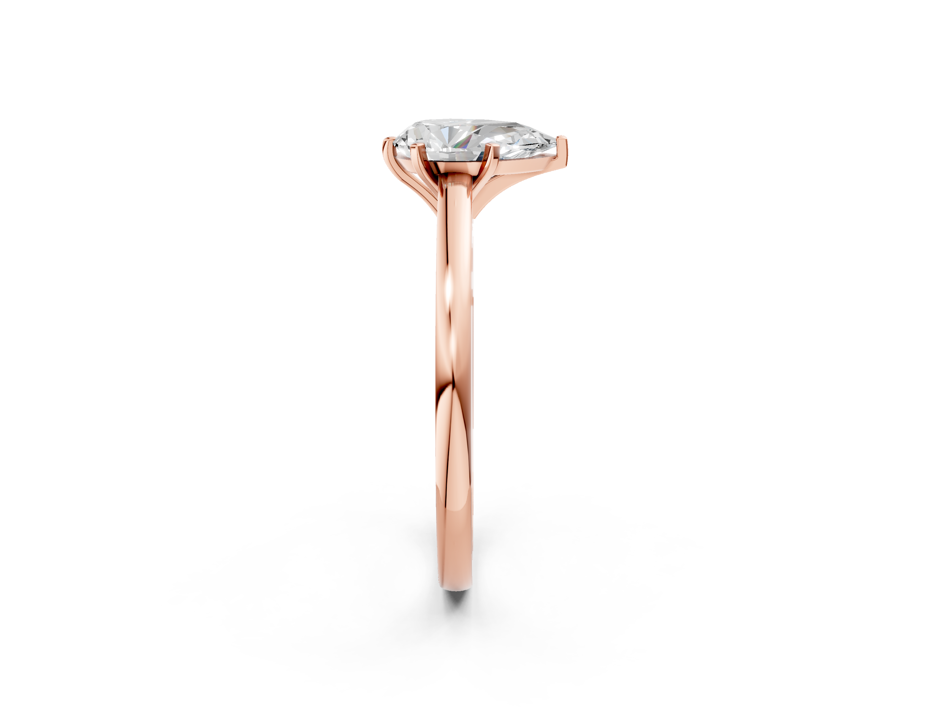 Rose gold Pear Solitaire Diamond Engagement Ring with Four-Prong Setting on a Classic Band_10