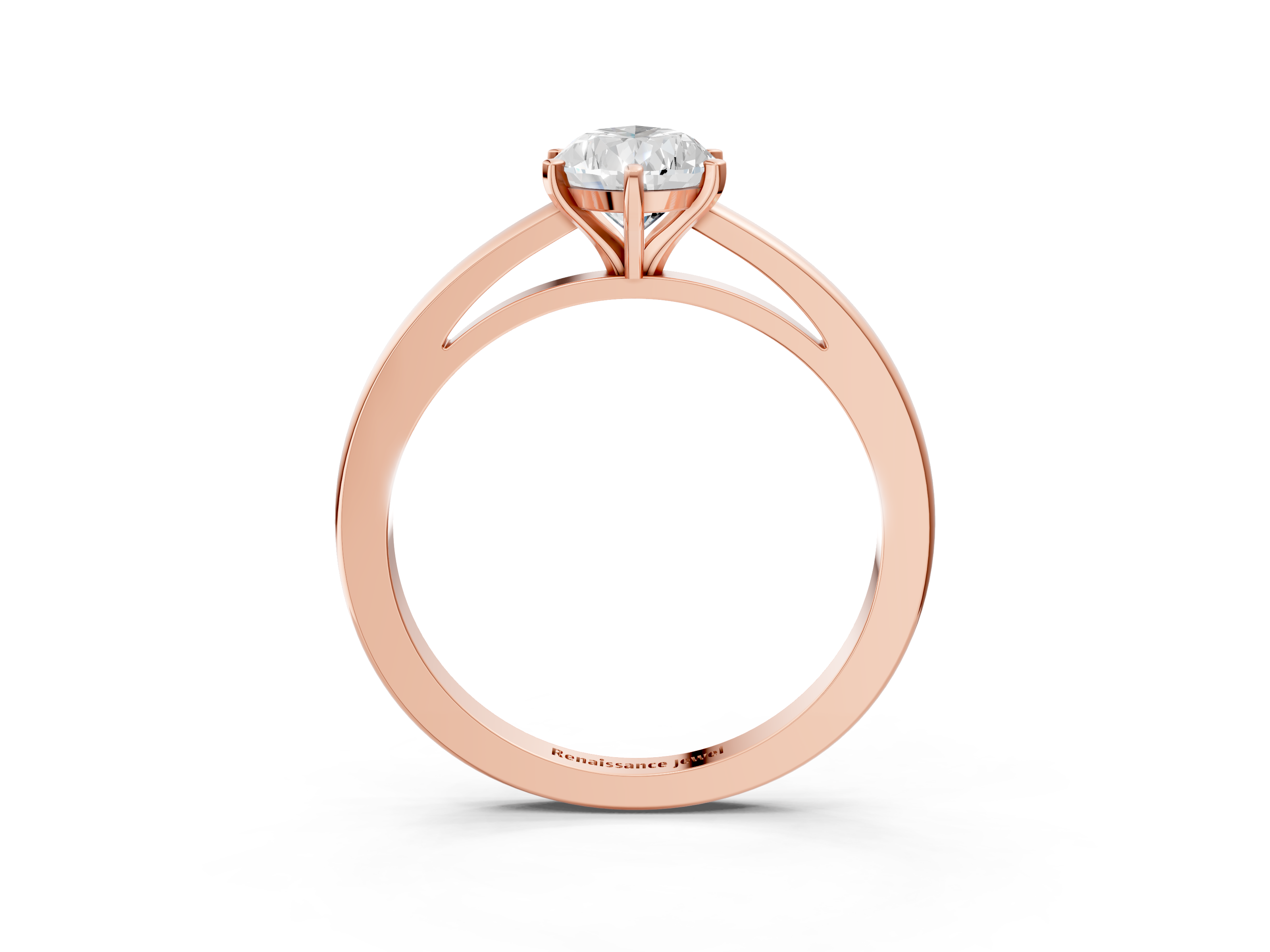 Rose gold Pear Solitaire Diamond Engagement Ring with Four-Prong Setting on a Classic Band_11