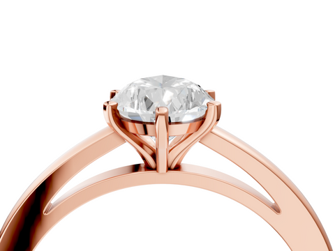 Rose gold Pear Solitaire Diamond Engagement Ring with Four-Prong Setting on a Classic Band_12