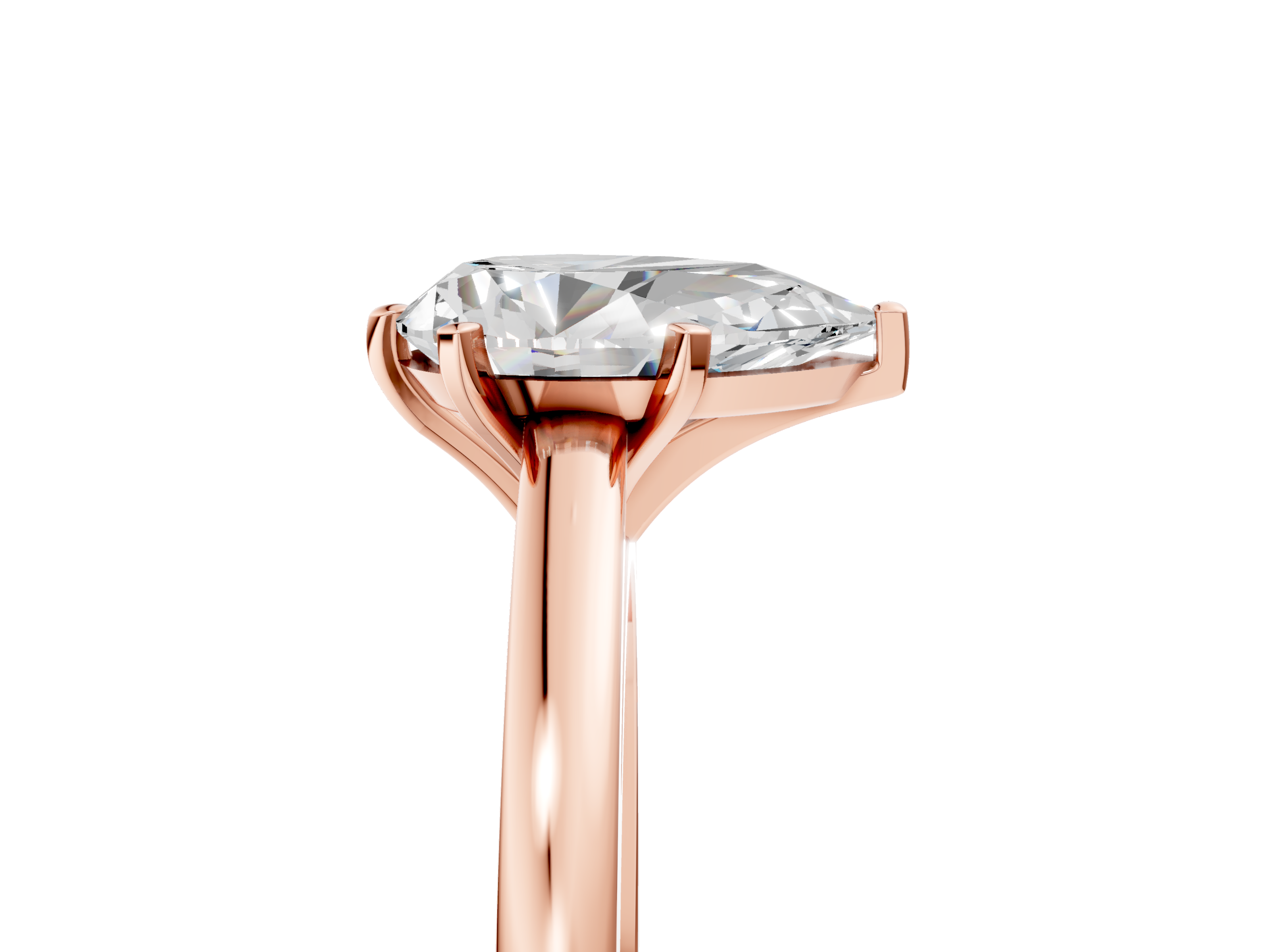 Rose gold Pear Solitaire Diamond Engagement Ring with Four-Prong Setting on a Classic Band_13